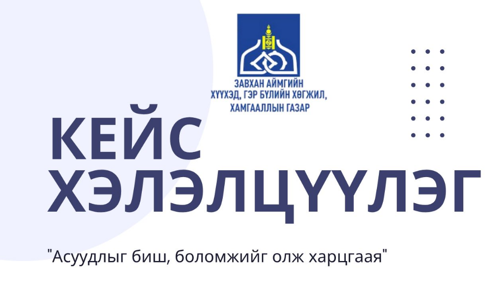 🔍“АСУУДЛЫГ БИШ БОЛОМЖИЙГ ОЛЖ ХАРЦГААЯ” КЕЙС ХЭЛЭЛЦҮҮЛЭГ ЗОХИОН БАЙГУУЛЛАА. 
